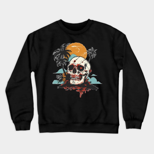 Skull Beach Crewneck Sweatshirt by NineBlack